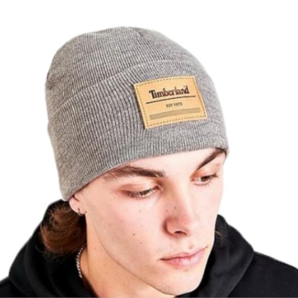 Timberland Est 1973 Patch Grey Beanie NWT - Picture 1 of 2